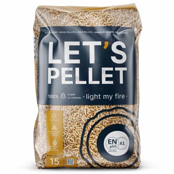 Let's Pellet ENplus A1 A-kwaliteit Houtpellets - 495kg Halve Pallet (33x15kg)