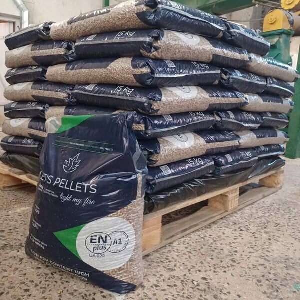 Let's Pellet ENplus A1 A-kwaliteit Houtpellets - 495kg Halve Pallet (33x15kg)
